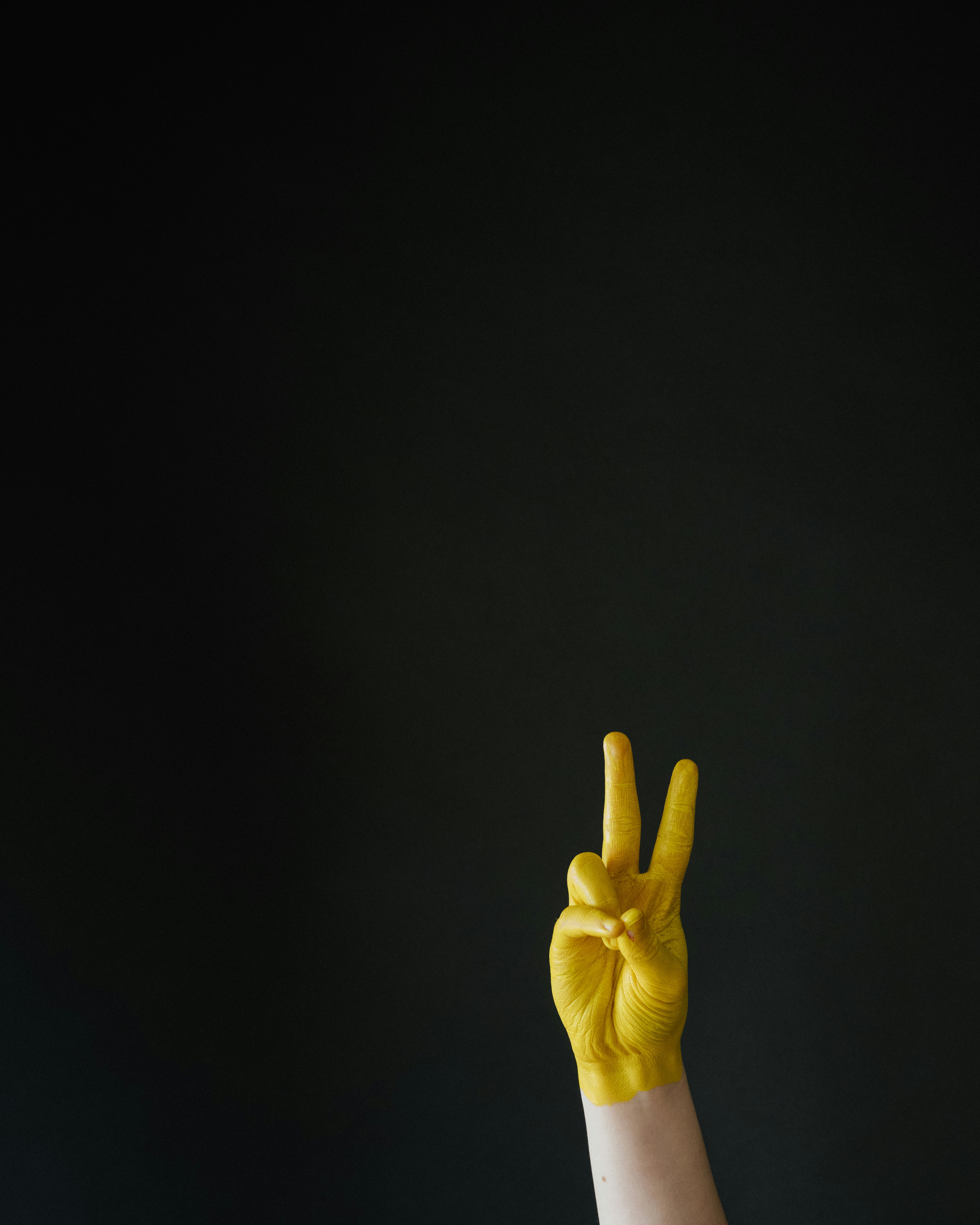 persons hand doing peace sign